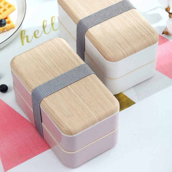 Lunchbox för barn Bento Box 800ml Dubbellager Rosa