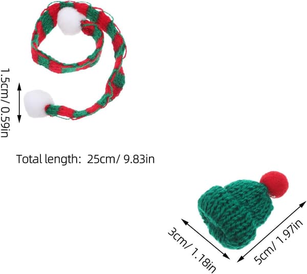 20 st Mini Vävd Hatt Julset Mini Stickade Mössor och Halsdukar för Juldockhantverk