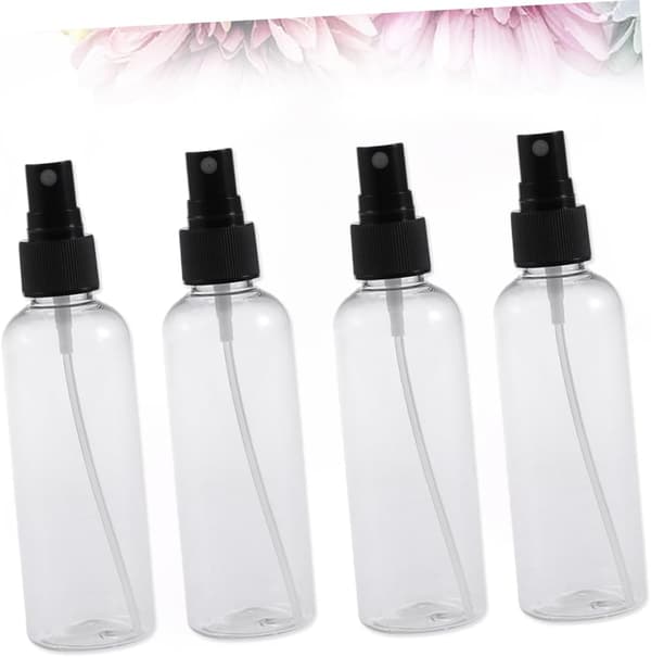 Påfyllningsbara plastsprayflaskor 4 st 100 ml med svart spruta bärbar smink