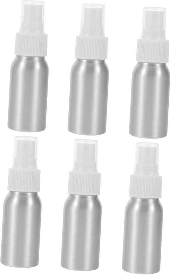 6 st aluminiumresesprayflaskor bärbara finfördelare med räfflat grepp