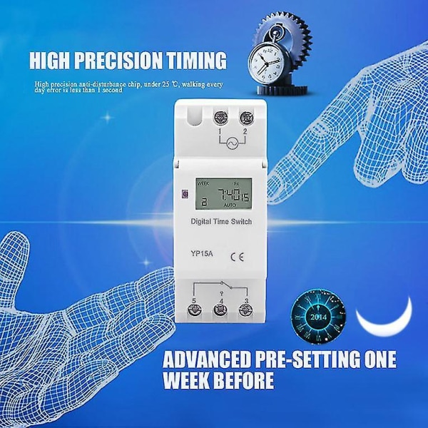 Panelmonterad digital LCD programmerbar timerbrytare
