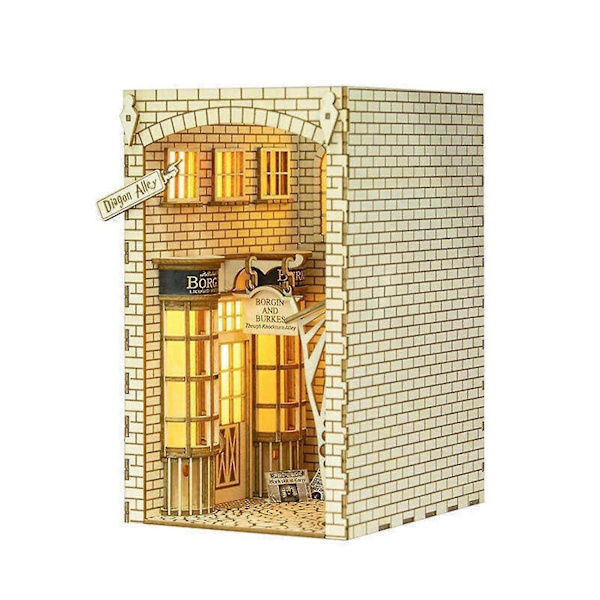 3D Rolife Booknook Kit Bogstøtte Træpuslespil Bogreol Led