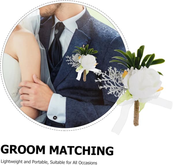 Simulert Blomsterknapphullsblomst for Bryllup Elegant Kunstig Nål
