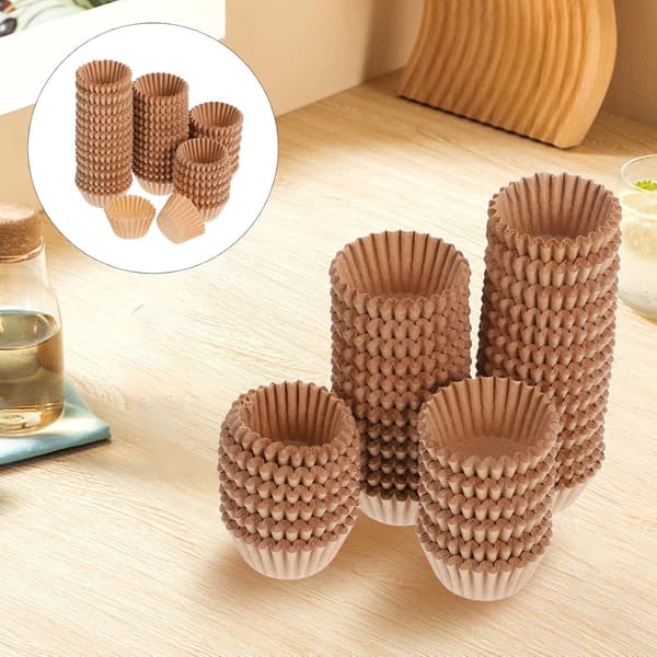 1000 stk. brune mini muffinsformer Engangs bakekopper Fettsikre papir cupcakeformer
