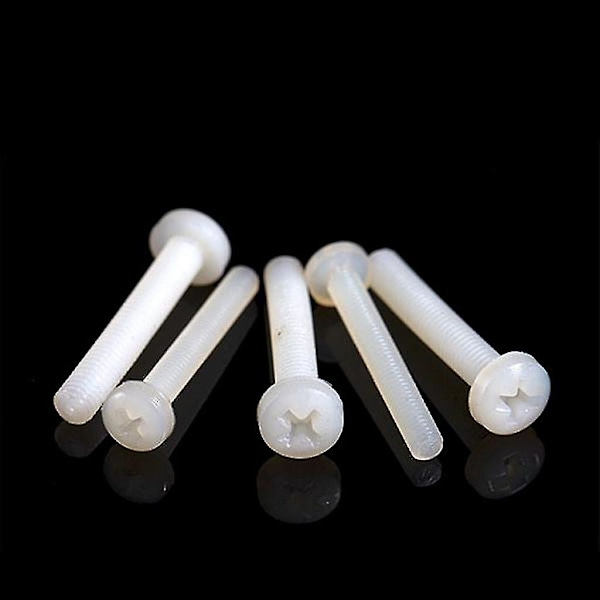 100 kpl M5*10 Muoviset Nylon-ruuvit Pyöreä Paneeliristipääruuvi Mutterit