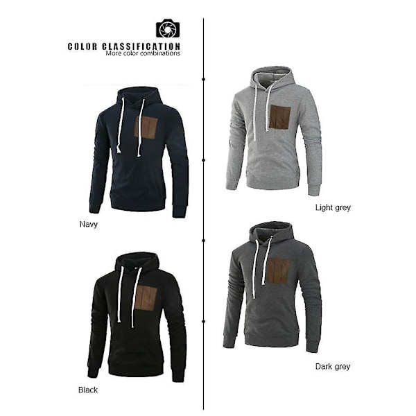 Hettegenser med lange ermer for menn, Patchwork
