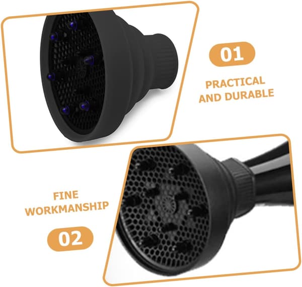 Bærbar silikon hårfønerdiffuser for krøllete hår med tidsbesparende styling og varmebeskyttelse