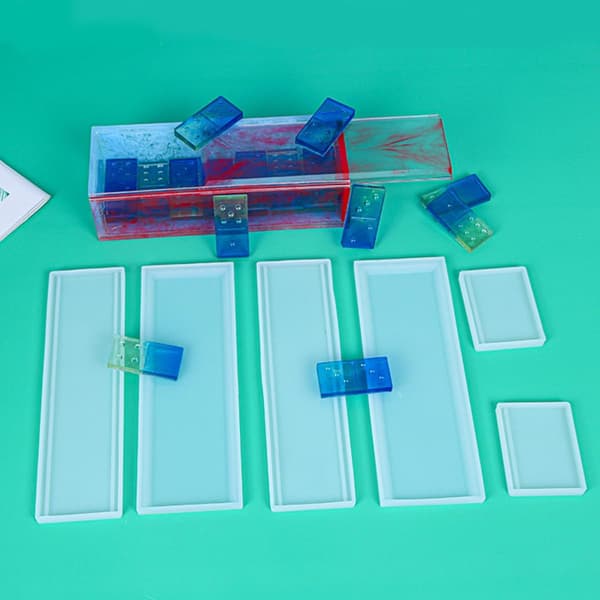 DIY silikonform for rektangulær dominoboks, epoxyharpiks smykkeskrin