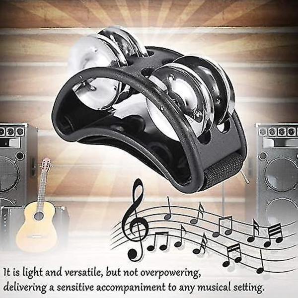 Fottamburin Percussiontrumma Jingle Bell Instrument Svart