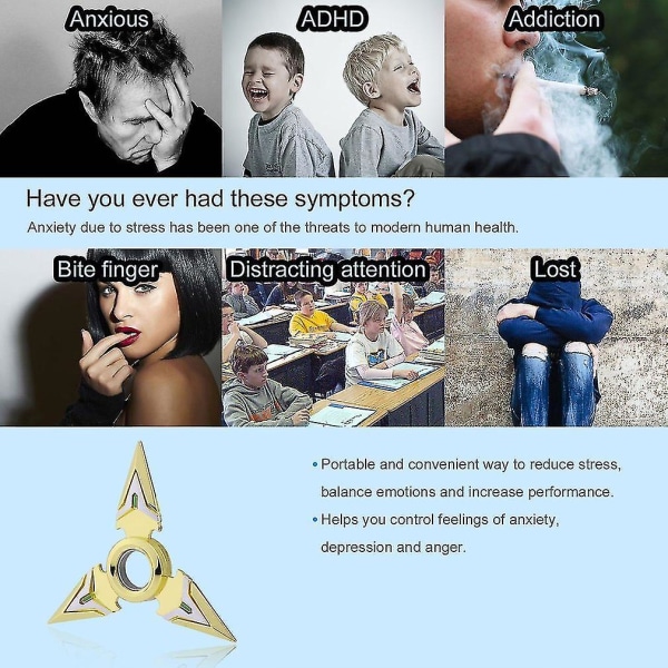 Stressreducer Fingerlegetøj Tri-spinner Håndspinner i Zink Legering