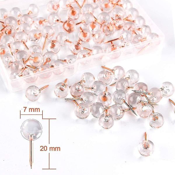 Roséguld Kartnålar 100-pack 1/3 Tum Stor Storlek Trycknålar