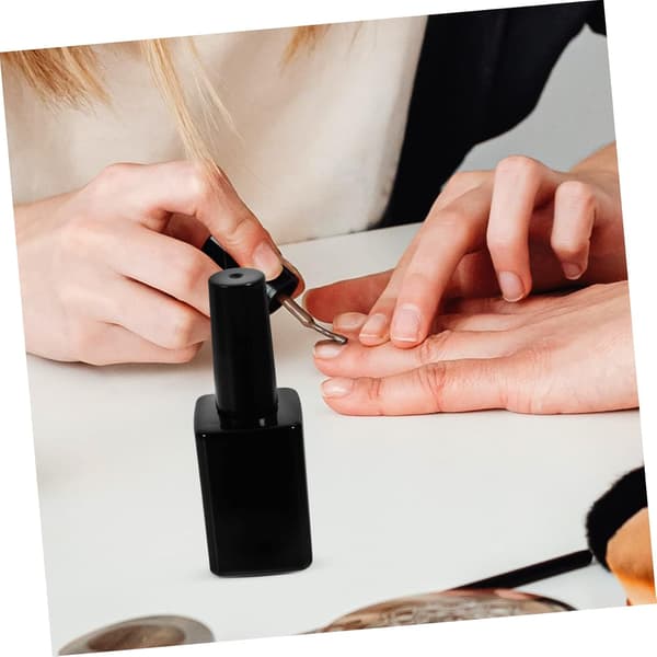 Glas nagellacksflaskor Borste 6st 15ml Svarta Fyrkantiga Påfyllningsbara Tomma Nagellacksflaskor Nagelkonst