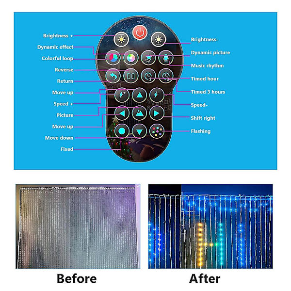 Julgardinlampa Smart LED RGB Färg Bluetooth