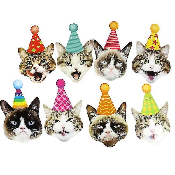 8st Födelsedag Cat Garland Fotografiska ansikten Party Bunting