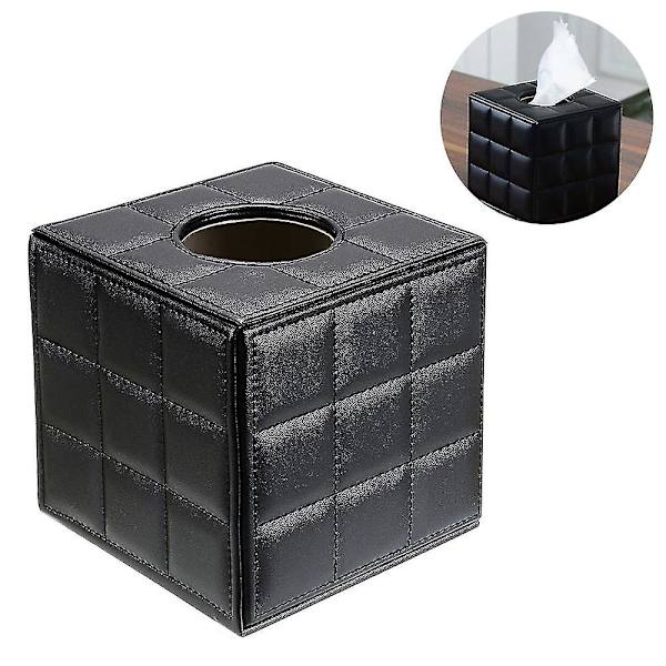 Moderni neliömäinen metallipaperinen nenäliinapidikotelo PU-nahasta Black