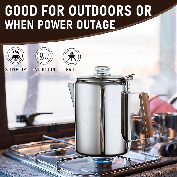 Coffee Percolators Stovetop For Camping, Percolator Coffee Pot Stainless Steel Coffee Maker Camping