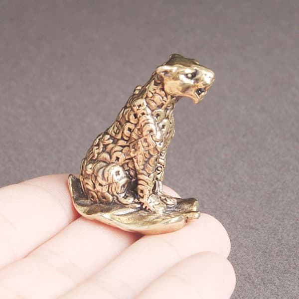 Dekorativ Leopardpynt Retro Leopardpynt Messing Skrivebordsdekor