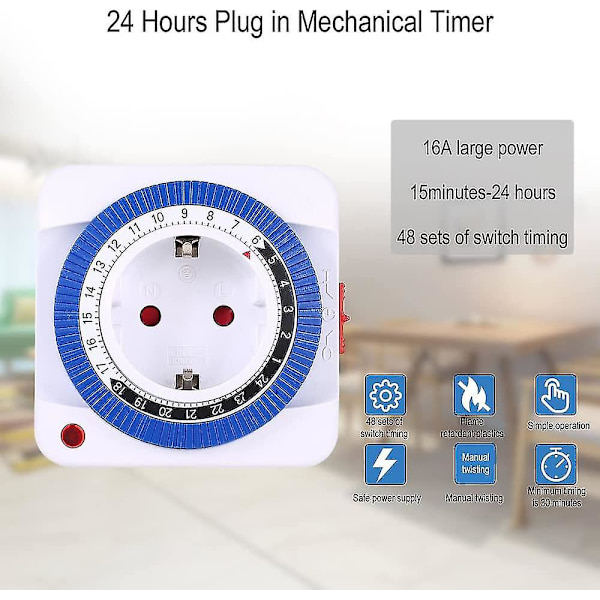2 stk. Timer Stikkontakt, 24 Timer Mini Elektrisk Stikkontakt Timer, Indendørs Timer Stikkontakt
