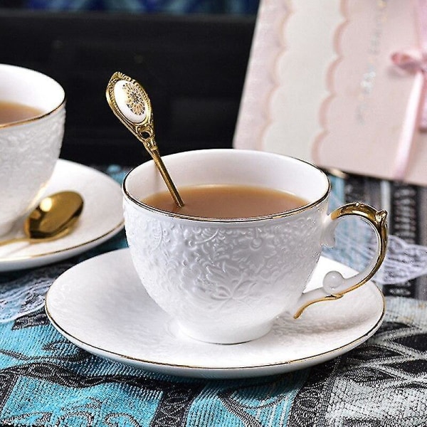 Keramisk Kaffe Kop Underkop Sæt Luksus Blomst Te Kop