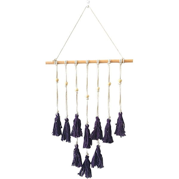 Macrame Väggbonad, Vävd Retro Bonad Konst Rumsdekoration Med Kedjor För Vacker Lägenhet (lila)(1st)