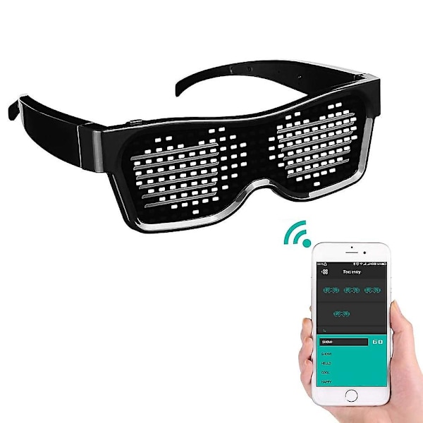 Bluetooth-appstyrte LED-briller med tilpassbar lyskontroll