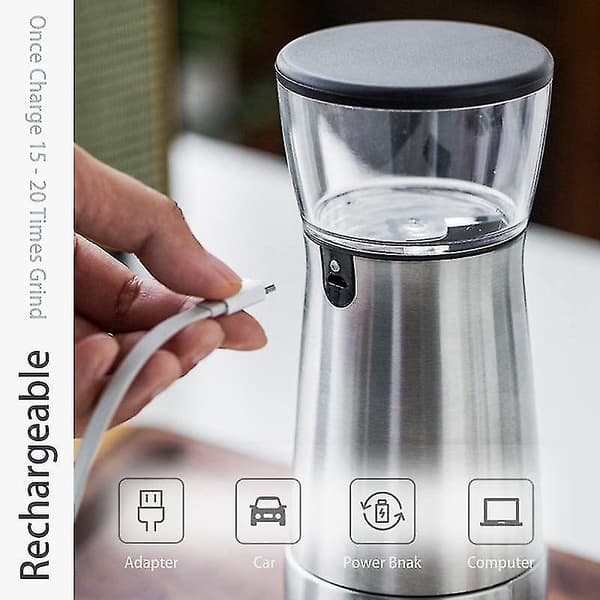 Elektrisk Kaffe Grinder USB Genopladelig Maker Bærbar