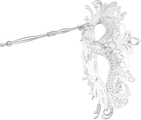 Silver maskeradmask med pinne för kvinnor Elegant halvansiktsdesign