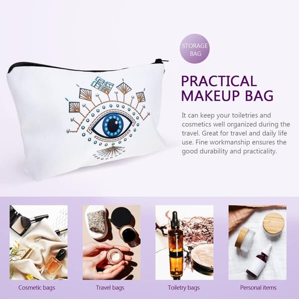 Evil Eye Makeup Opbevaringspose Kosmetisk Organizer til Rejser Multifunktionel Toilettaske Glat Lynlås til