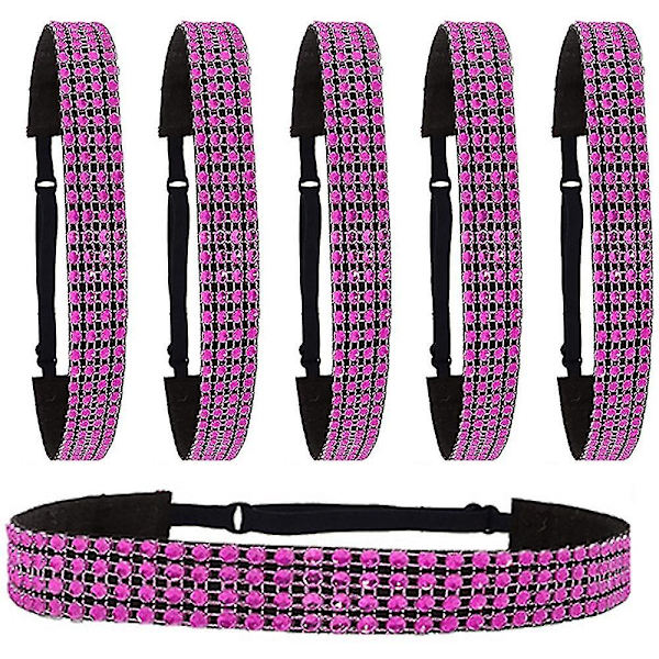6 stycken glitter pannband halkfria filt pannband strass pannband damer tyg pannband hårband för sport och yoga