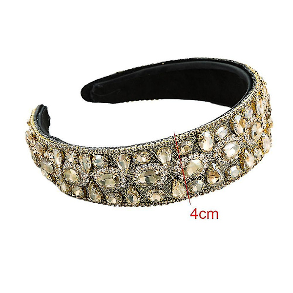 Kristallprydd Rhinestone Padderad Hårband, Juvelerad Hårring