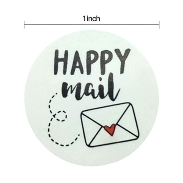 2 Ruller Happy Mail-klistremerker, 1000 stk. Limklistremerker, 1 tomme runde dekorative forseglingsetiketter