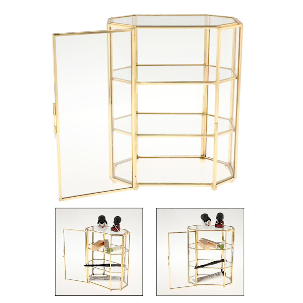 3-lags Smykkeboks Glas Makeup Organizer Smykkeboks Multifunktionel Display Case Til Kommode