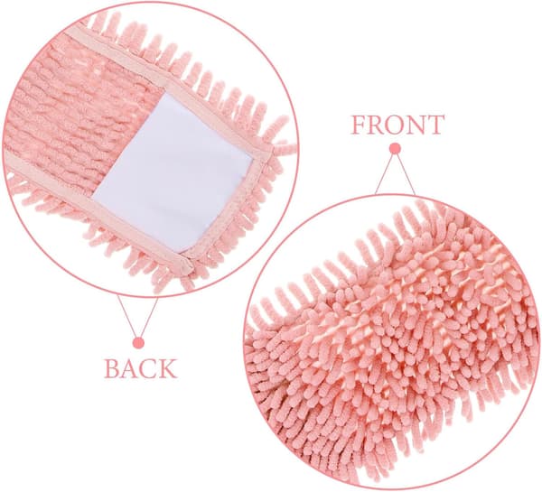 Chenille Mopp Erstatningshode Lett Enkel Erstatning Rosa Flat Mopppute