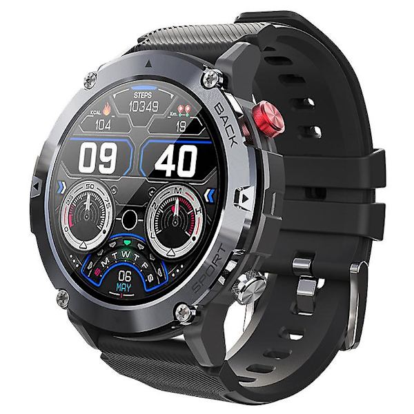Bluetooth Opkalds Smartwatch Udendørs Tre-Proof Stemmeassistent Vandafvisende Hjertefrekvens 1.32-tommer Ur Black