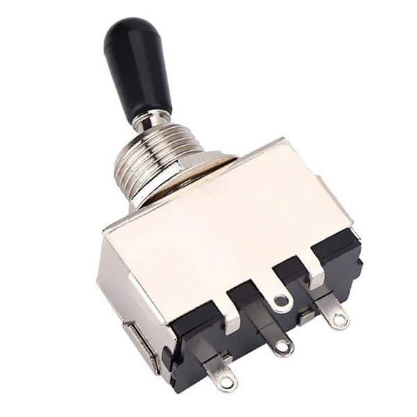 3 stk. Guitar 3-vejs Toggle Switch, Metal Indkapslet 3-vejs Vælgerskifter med Sort Tipknap Udskiftning