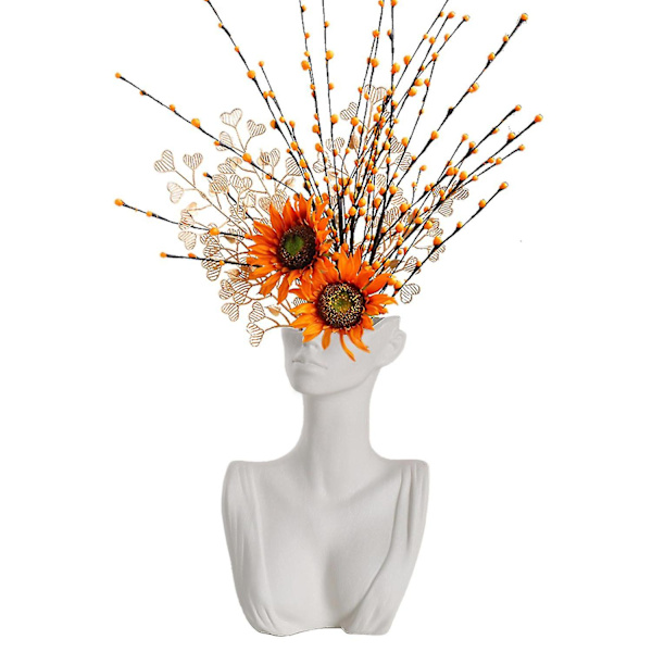 Blomster Vase Statue Ansigt Potte Hovedformet Hjem Kontor