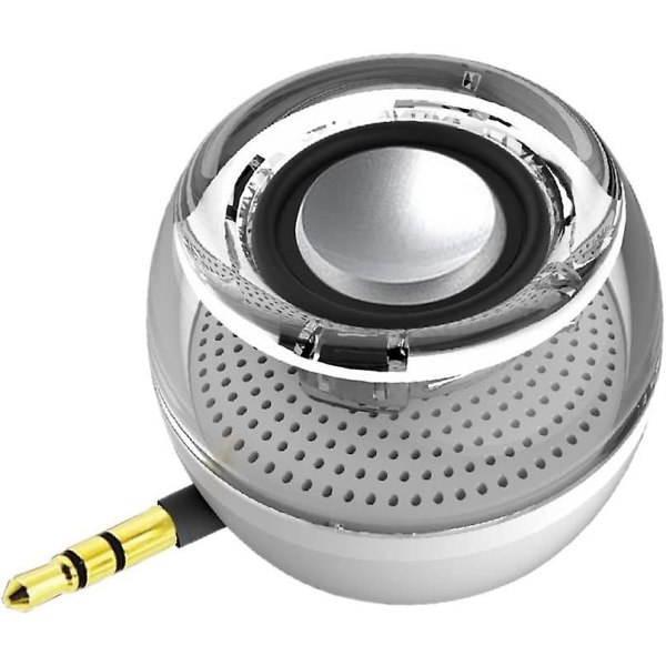 Mini trådløs høyttaler med 3,5 mm ekstra lydkontakt setter inn gjennomsiktig bass white
