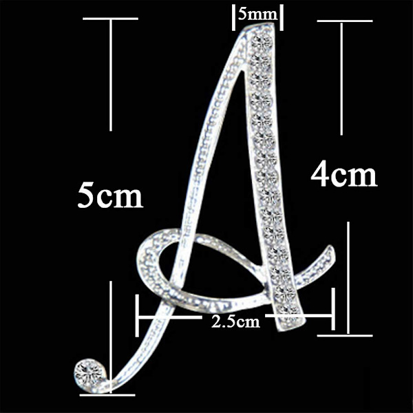 Bokstavsbroch Nål Initial Rhinestone Broch För Kvinnor Hantverk Silverfärgad