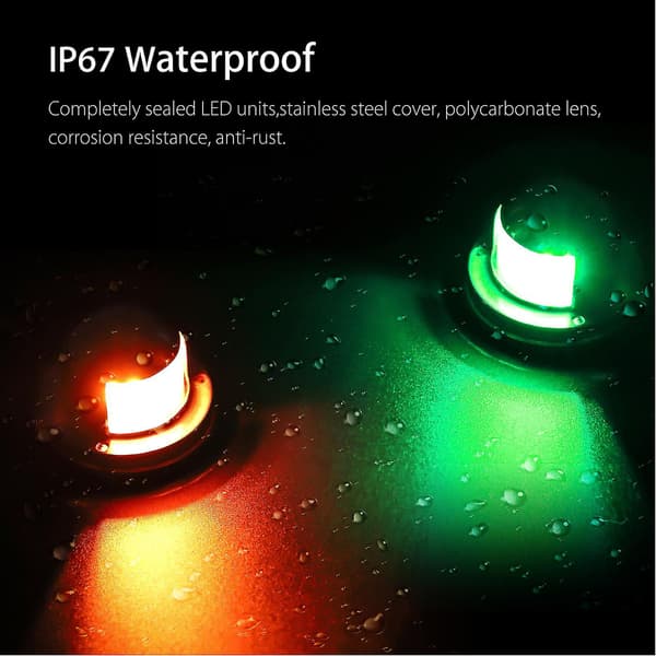 2 stk LED Navigasjonslys Dekkmontering, 12V Nye Marine Seillys