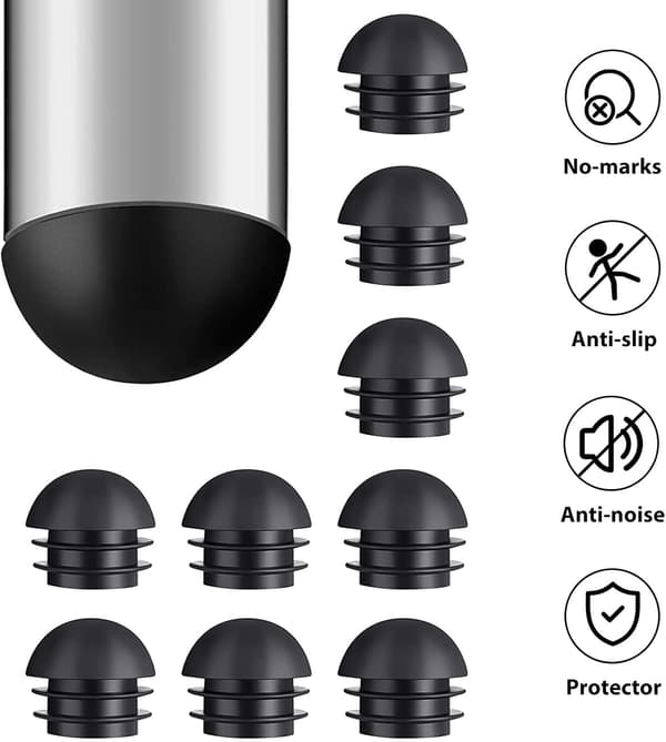 100 stk. runde stolebenkapper i plast, endekapper, møbelgulvbeskyttere