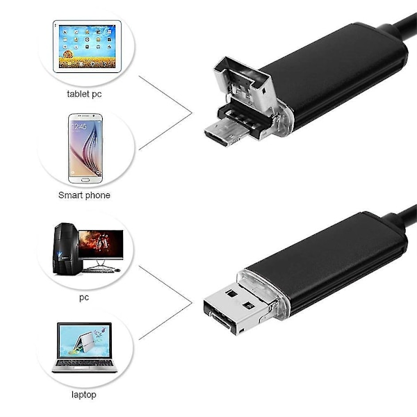 8,0 mm 5 m Endoskop USB Vandtæt til Android Kamera
