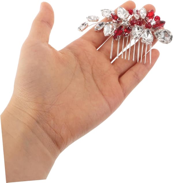 Krystal Rød Rhinestone Brudehårkam til Brudepiger Sikker Sidekam Updo Tilbehør