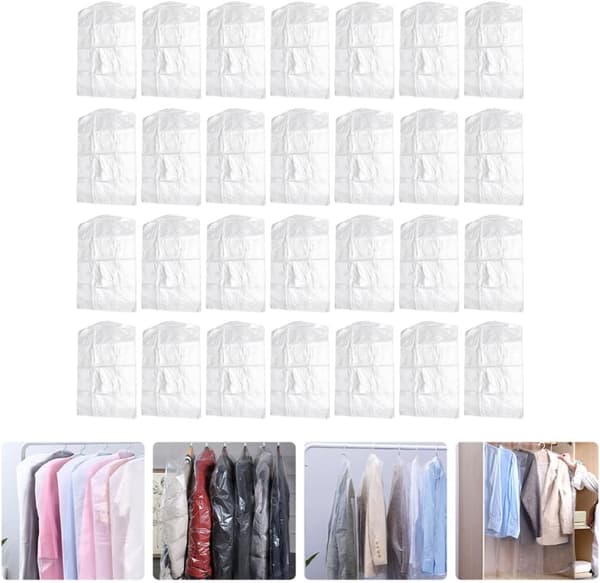 100 st plastplaggpåsar återanvändbara slitstarka klädöverdrag PP-material 60x100cm dammskydd