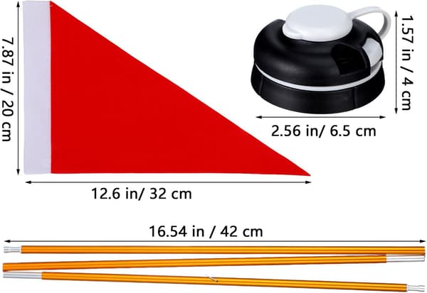 1,2 m kajaksäkerhetsflagga med stabil bas och spårfäste, hopfällbart flaggstångshållarset för båt