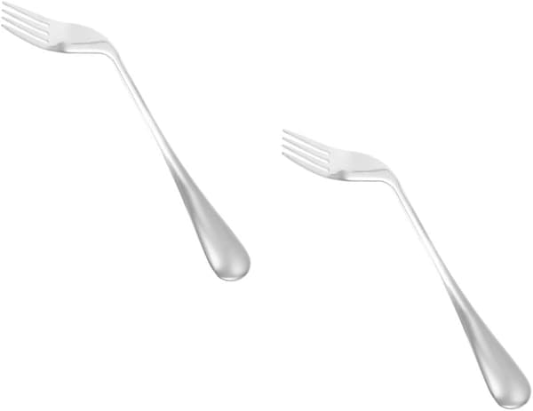 2 stk lette ergonomiske gafler for gutter og jenter i rustfritt stål, vinklet spising