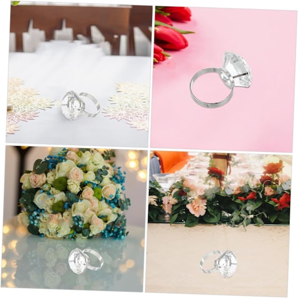 Strass Bröllopsband Rekvisita Stor Diamantring för Bröllopsdekorationer Bröllopstillbehörsset