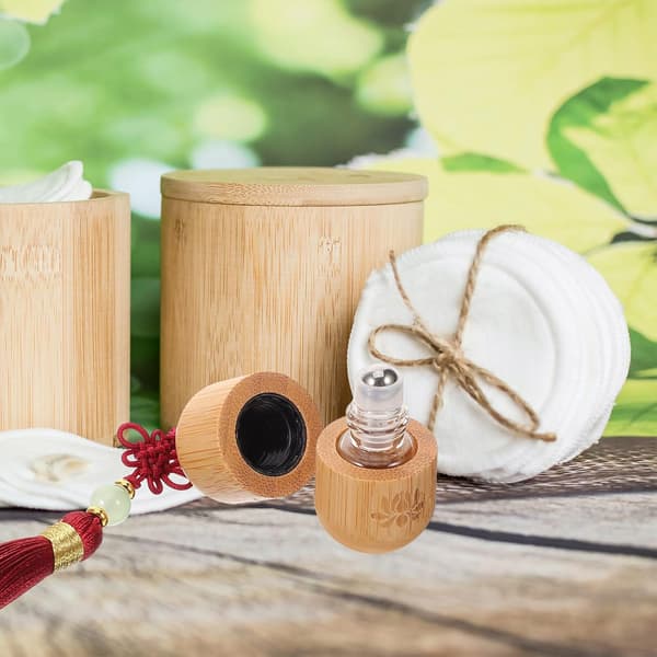 Rullbehållare Bambu Eterisk Olja Rullflaska för Exakt Applicering Bärbar Design