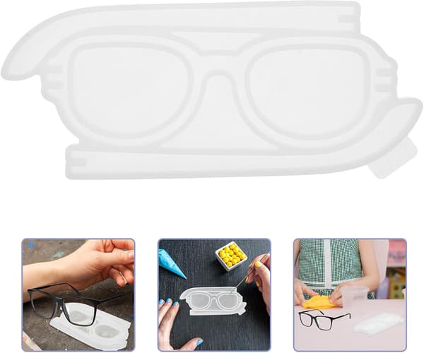 Silikonbrilleform for DIY epoksystøping, hvit brilleborddekor silikonform