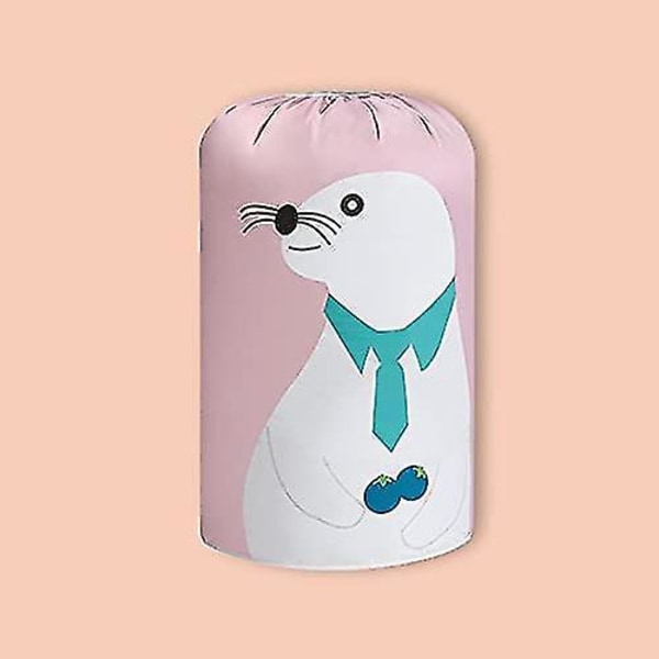 Vaskepose med stor kapasitet Søte dyr Snørelukking Oppbevaringspose Kurvorganisering for soverom (rosa 1 stk)