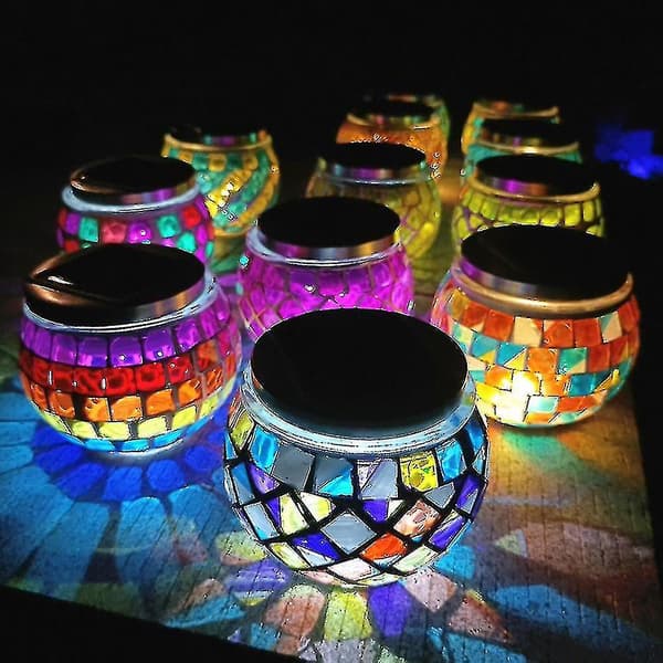 Solcelle Glaskugle Lys Mosaik Led Have Lys, Bord Natlys